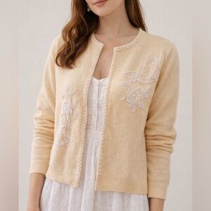 Vintage Imperial Imports Hand Beaded Angora Wool Cardigan – Made in Hong Kong